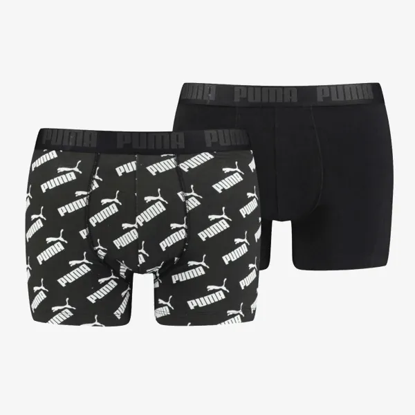 Puma PUMA KIDS LOGO AOP BOXER 2P BLACK   WHIT 