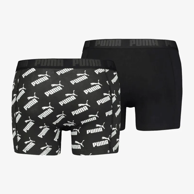 Puma PUMA KIDS LOGO AOP BOXER 2P BLACK   WHIT 