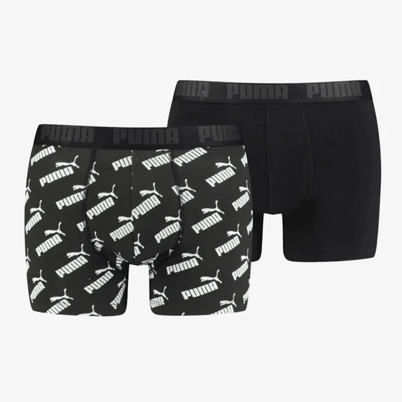 Puma PUMA KIDS LOGO AOP BOXER 2P BLACK   WHIT 