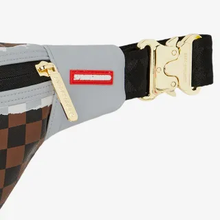 SPRAYGROUND CREAM AND BROWN TEAR CHECK CROSSBODY 