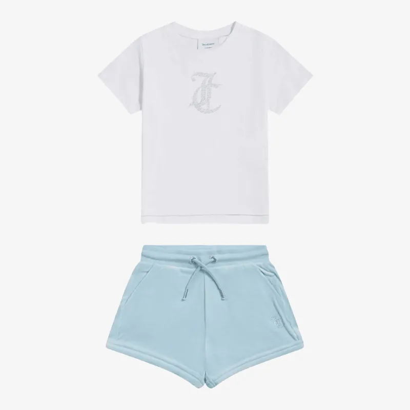 Juicy Couture JC Logo Tee & Velour Short Set 